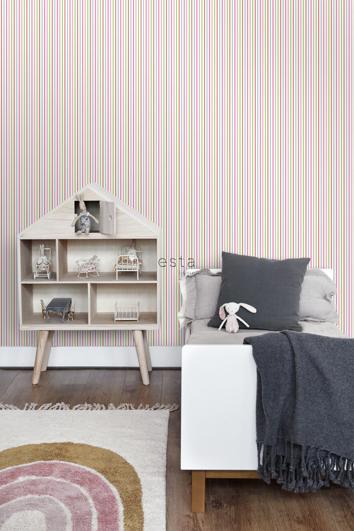 TAPETE Streifen 53 cm x 10.05 m - Grün, Papier (53/0.1cm) - ESTAhome