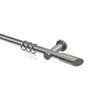 GARDINENSTANGEN-SET Platon Verano 420 cm (geteilt in 3 x 140 cm), 1-läufig, 20 mm Ø Edelstahl-Optik - Edelstahlfarben/Silberfarben, Metall (420cm) - INTERDECO
