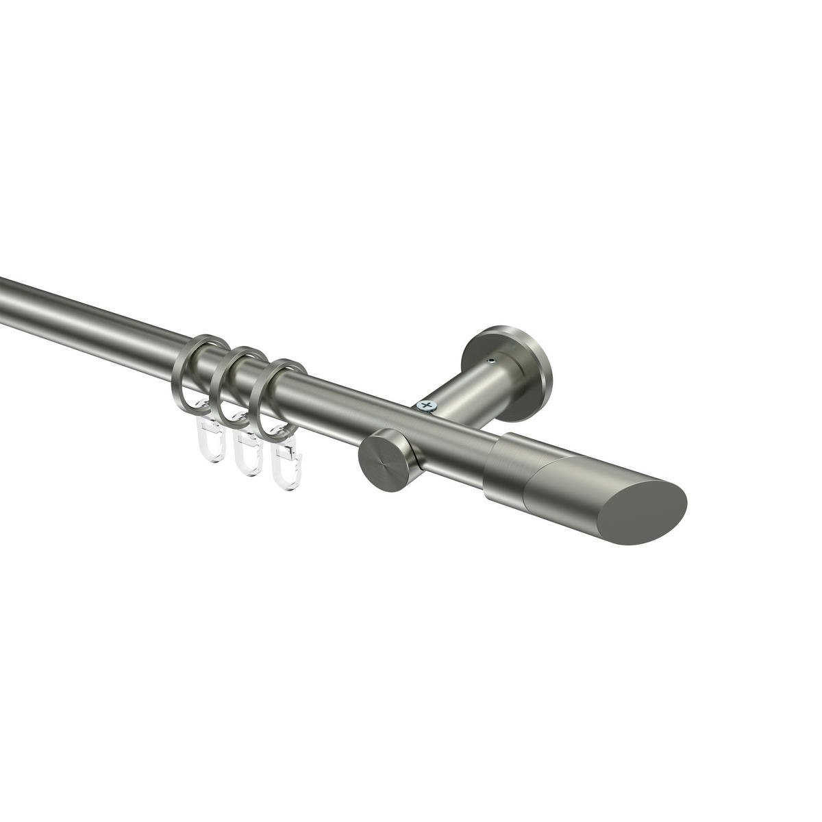 GARDINENSTANGEN-SET Platon Verano 420 cm (geteilt in 3 x 140 cm), 1-läufig, 20 mm Ø Edelstahl-Optik - Edelstahlfarben/Silberfarben, Metall (420cm) - INTERDECO