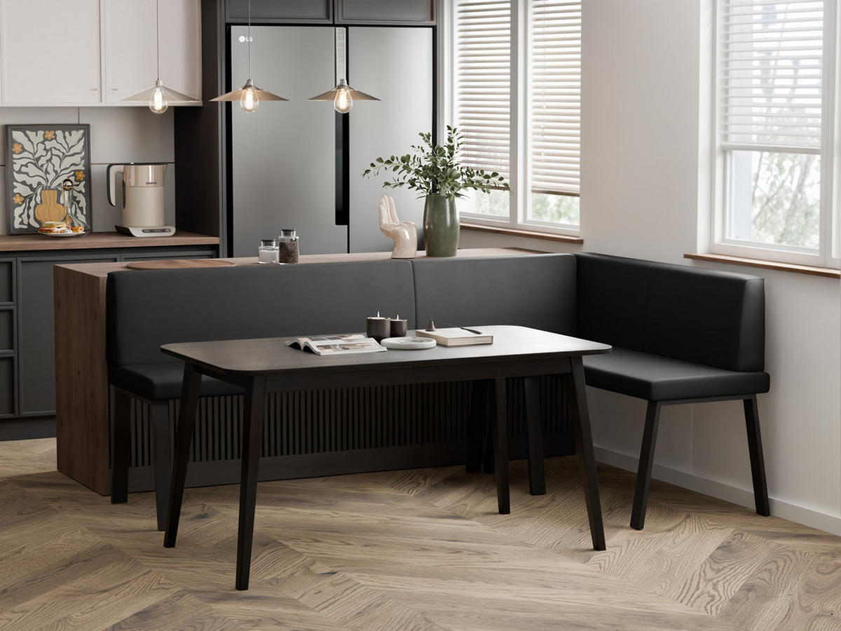 ECKBANK rechts MONO Y Kunstleder glatt, 142/196 cm Schwarz - Schwarz, Kunststoff/Textil (142/196cm) - Idohome