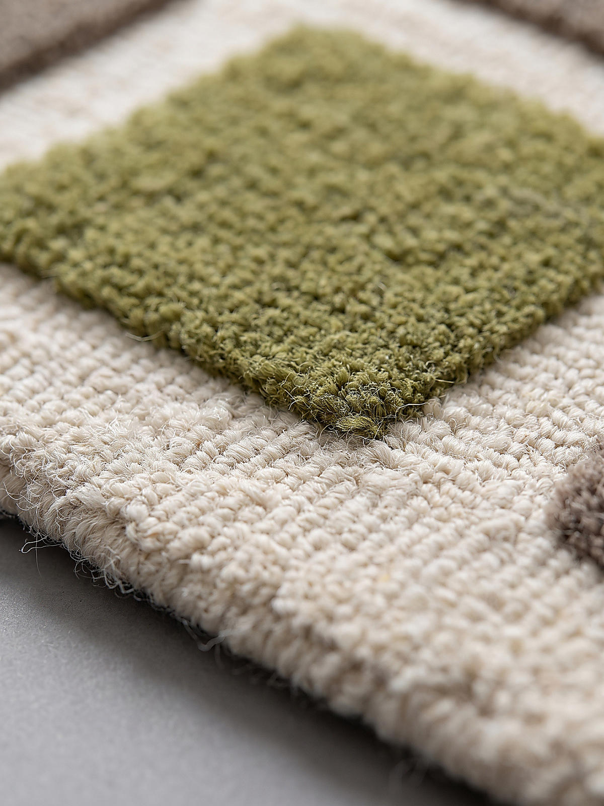 TEPPICH aus Wolle, handgetuftet, HAMPS, in Erdtöne-Grün, Quadratraster, 160 x 230 cm - Grün, Textil (160/230cm) - KADIMA DESIGN