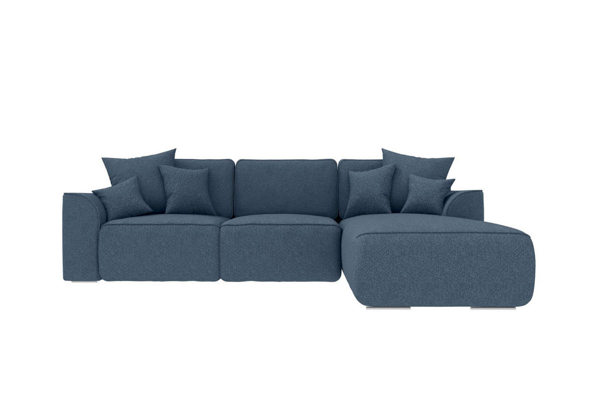 ECKSOFA GUSTO Strukturstoff Dunkelblau Rechts inkl. Schlaffunktion - Chromfarben/Dunkelblau, Kunststoff/Textil (295/194cm) - 99rooms