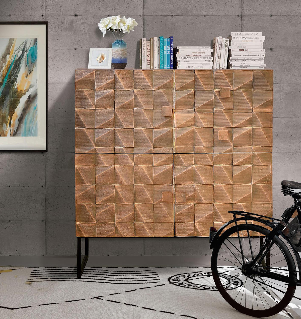 SIDEBOARD aus Mangoholz und Bronze - Dunkelbraun, Holz (42/110/100cm) - Giner y Colomer