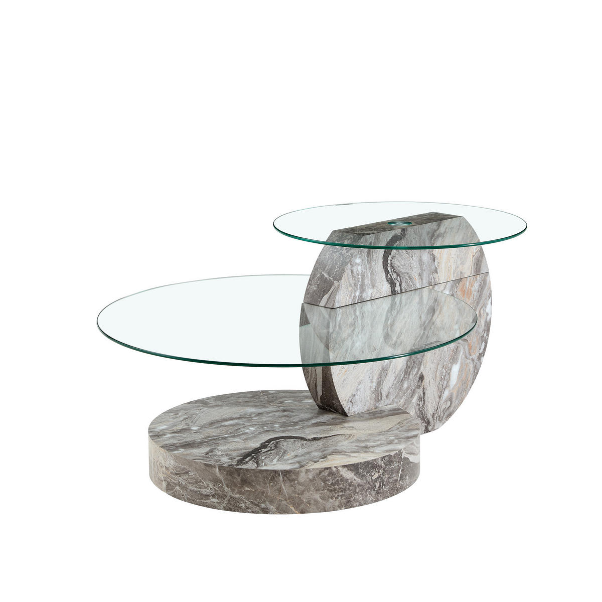 COUCHTISCH 70/70/43 cm grau transparent aus MDF Glas mit 2 Ebenen - Transparent, Holzwerkstoff (90/70/44cm) - OKWISH