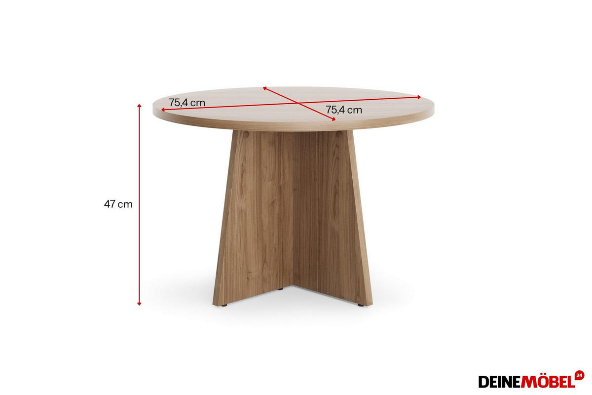 COUCHTISCH AURO 07 Ø75 cm in Kaschmir / Royal Nussbaum - Nussbaumfarben, Holzwerkstoff (75/75/47cm) - Deine Möbel 24