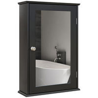 SPIEGELSCHRANK Spiegelschrank mit Spiegel und Magnetverschlusstür, 41 x 14 x 60 cm ,Schwarz - Schwarz, Glas (41/60/14cm) - Vallsero