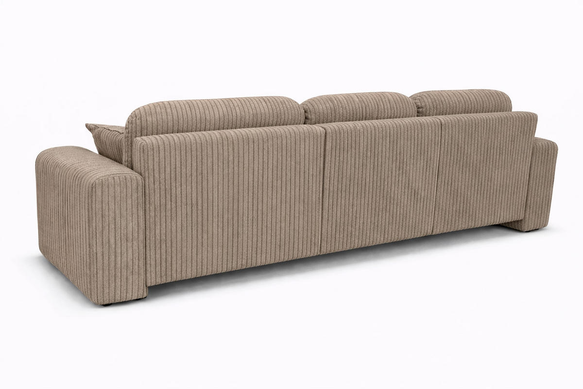 ECKSOFA Mit Schlaffunktion Und Bettkasten, Sofa L-Form Bingo L, Cordstoff Poso, Dunkelbeige, Links - Beige, Holz (250/142cm) - Kaiser Möbel