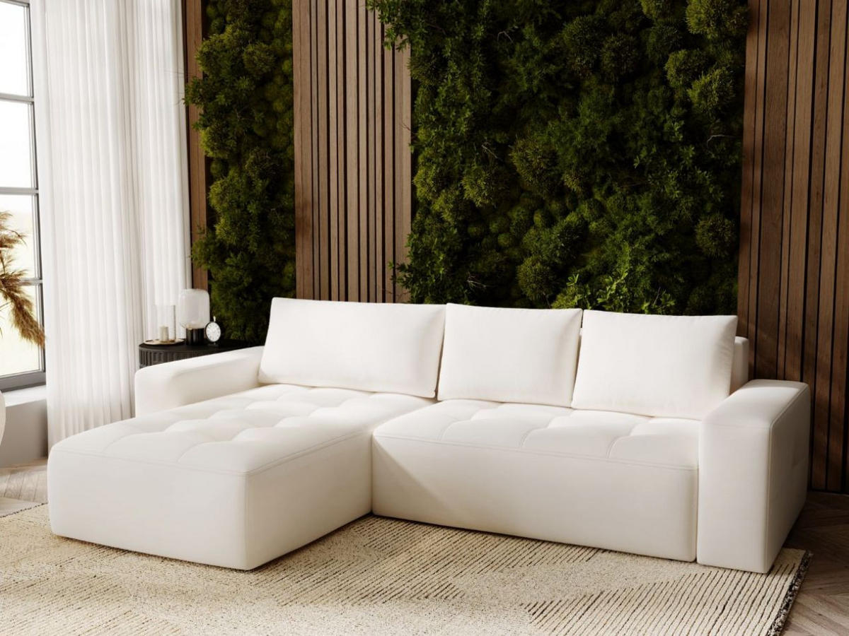 ECKSOFA Portland Creme Links - Creme, Holz/Kunststoff (165/250cm) - Graingold