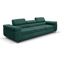 SOFA Marlene II 274 x 97 cm, mit verstellbaren Kopfstützen Schlaffunktion Wohnzimmersofa 3 Sitzer, grün - Grün, Kunststoff (274/87/97cm) - Margaret Hadas24