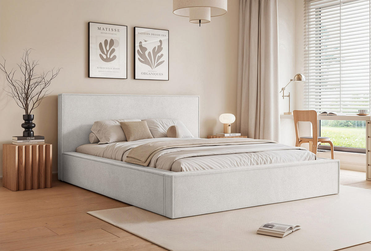 POLSTERBETT MENDOCINO LIGHT 180x200 cm, Weiß - Weiß, Textil - Fedve