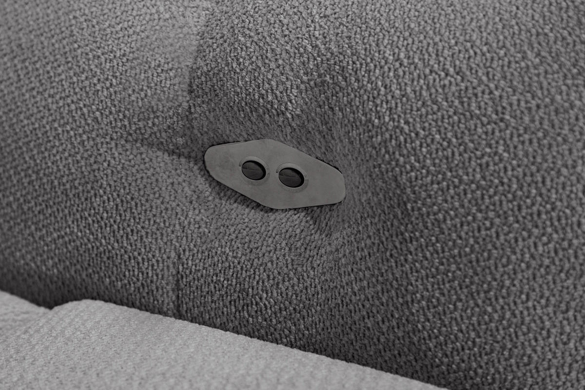 ECKSOFA KIMI 3-Sitzer, ausziehbarer Sitz, verstellbare Kopfstützen, grau - Schwarz/Grau, Holzwerkstoff/Textil (270/160cm) - Courtois Laville