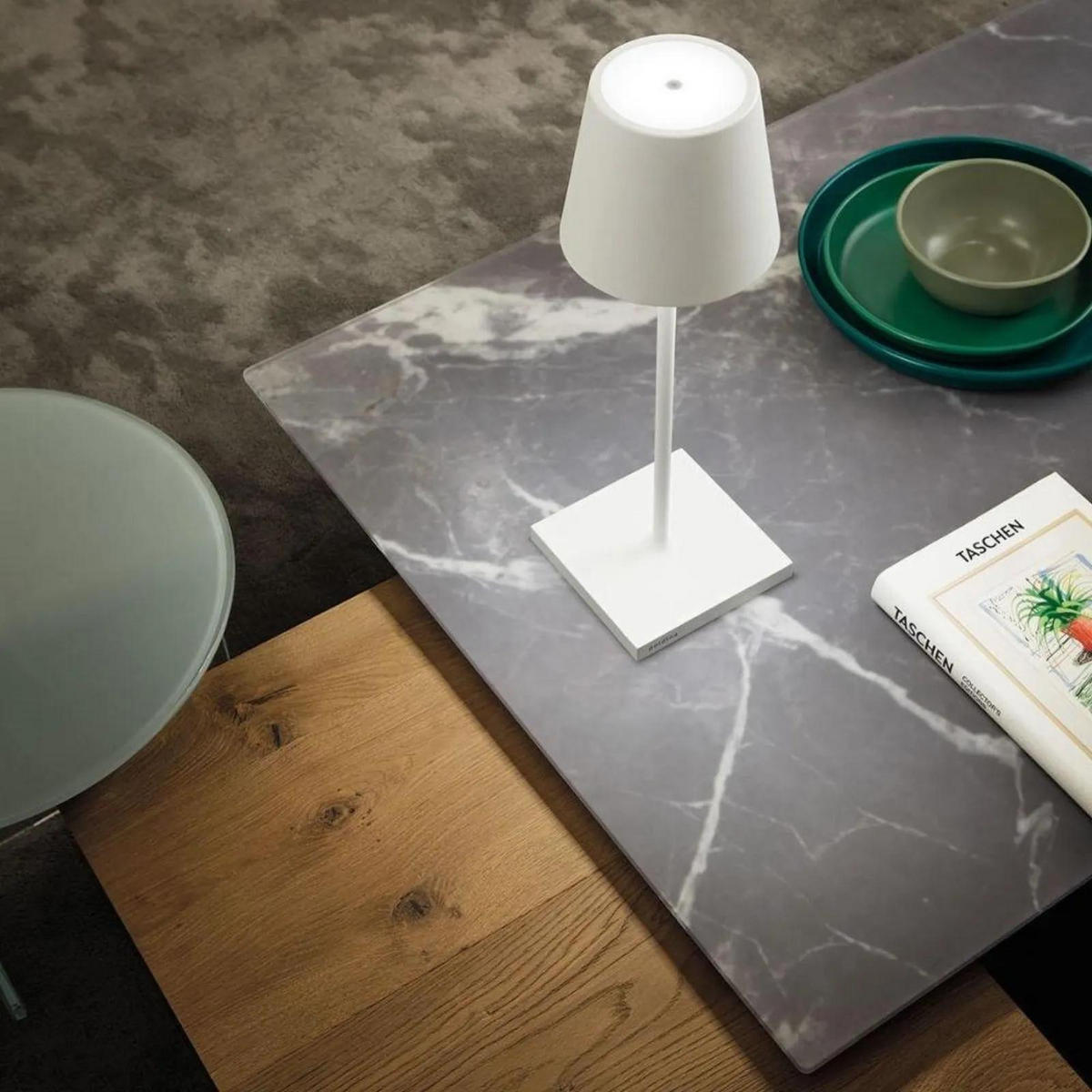 AKKULEUCHTE Poldina L desk Weiß - Weiß, Metall (8.25/8.25/49.7cm) - click-licht