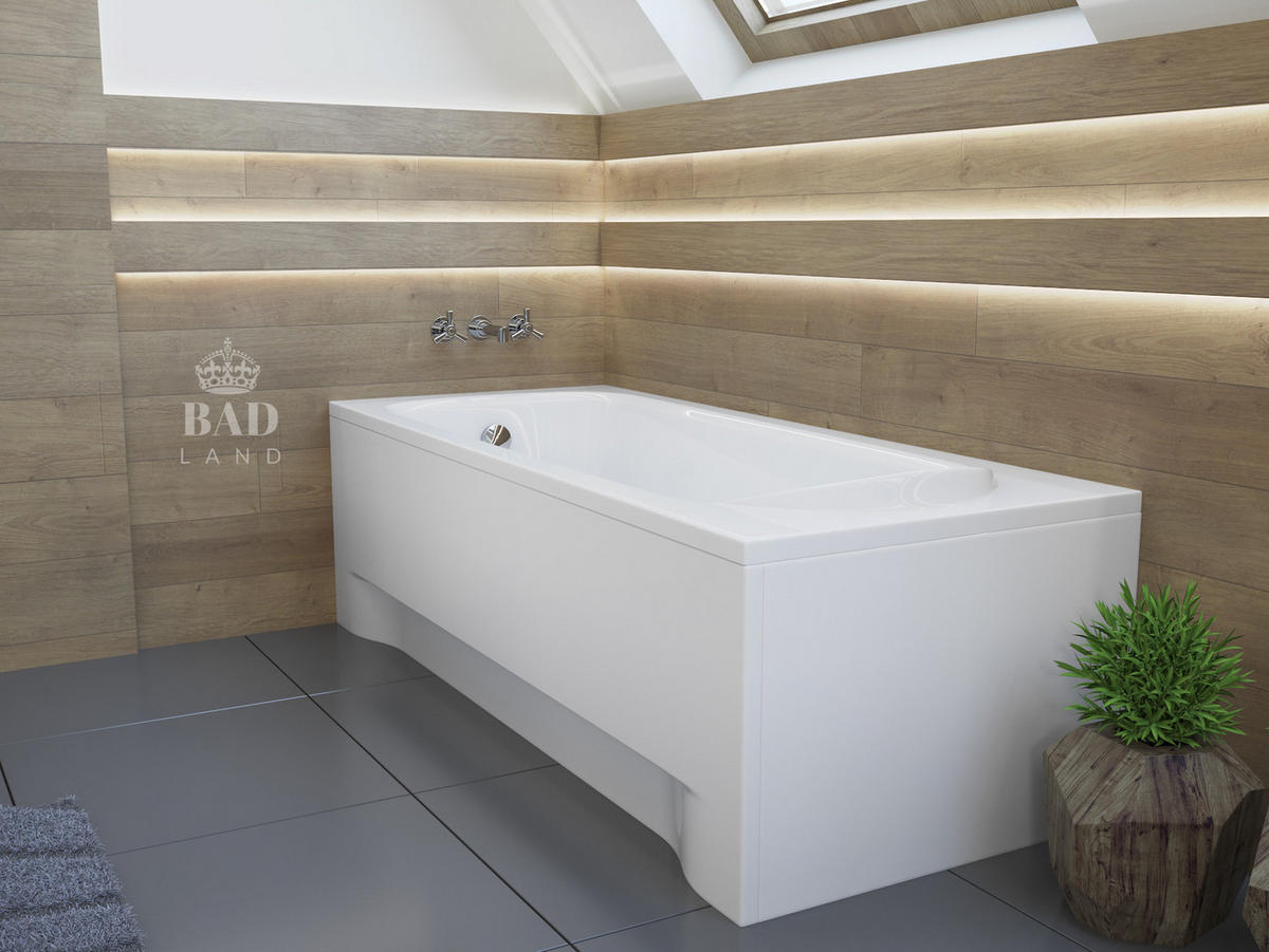 BADEWANNE Rechteck MEDIUM 160/75 Ablauf & Füße - Weiß, Kunststoff (75/56/160cm) - bad land