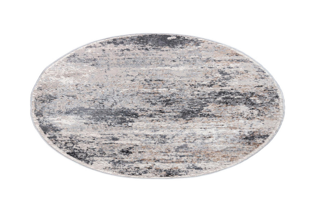 TEPPICH Grau Rund Abstrakt Kurzflor - 200 x 200 cm - Beige/Grau, Textil (200/200cm) - Mazovia