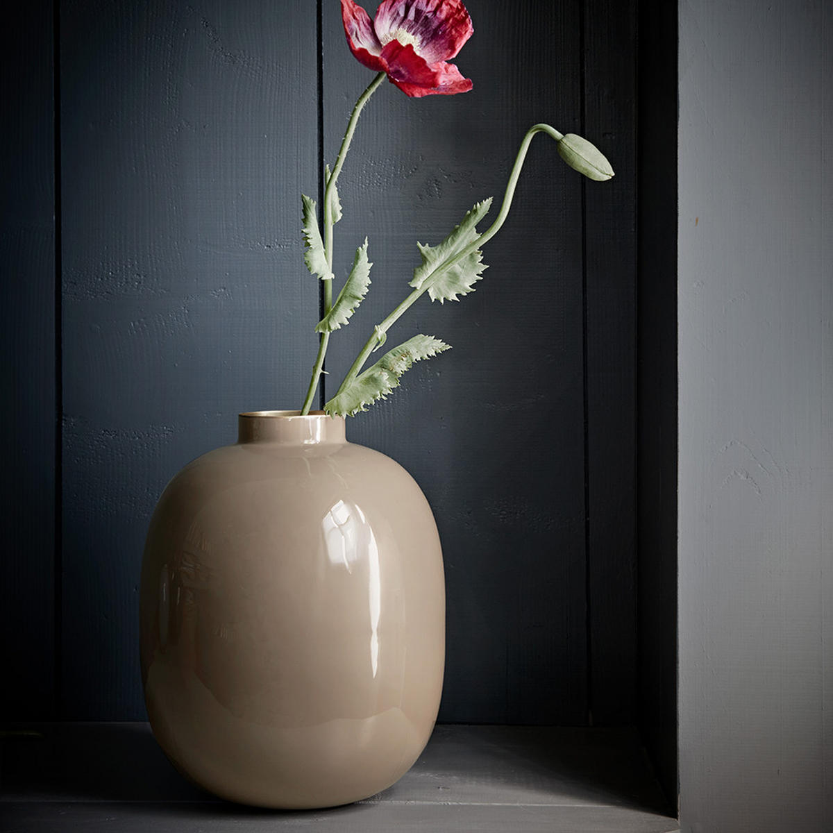 VASE Metal khaki 32 cm - Sandfarben, Metall (31cm) - Pip Studio