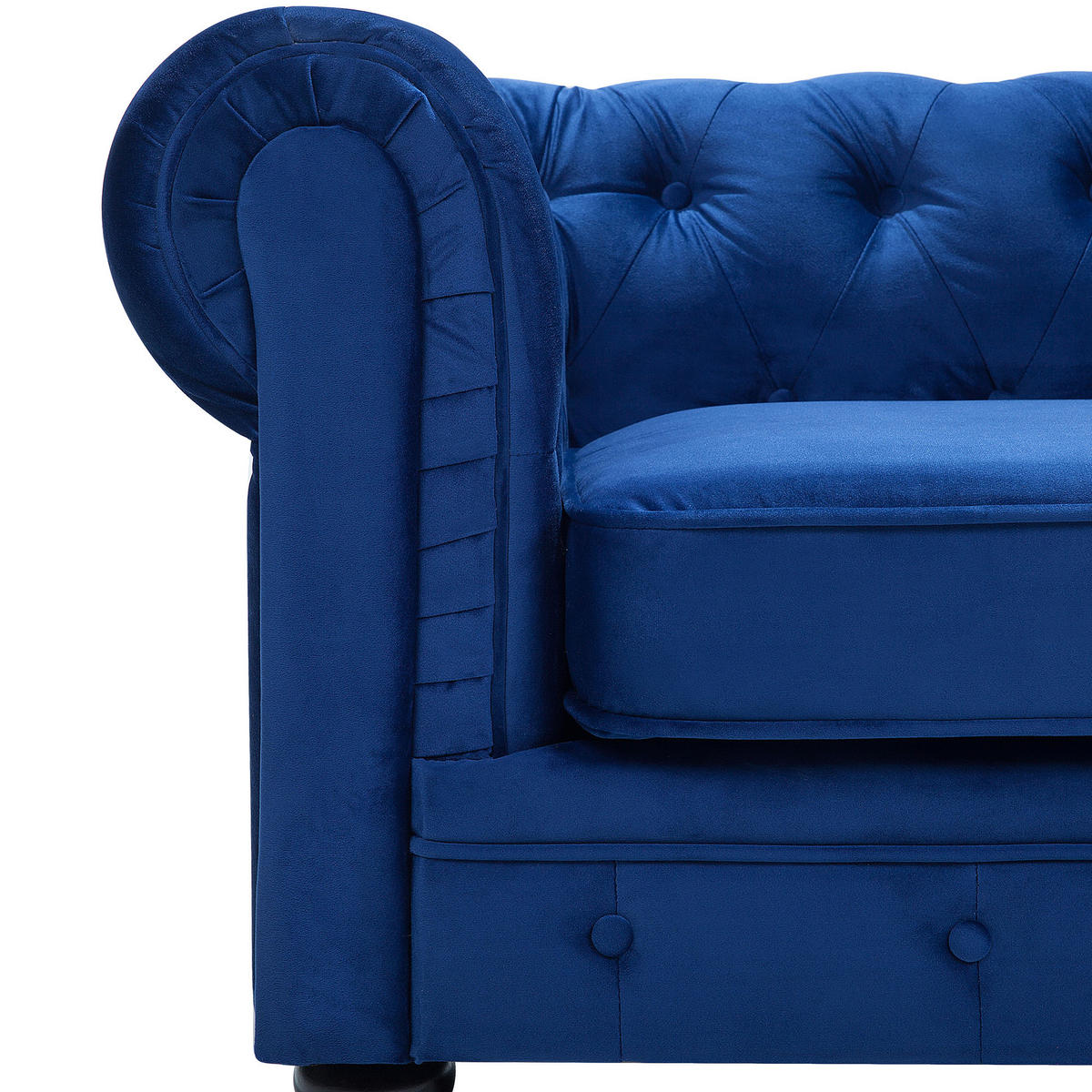4-SITZER SOFA SET Samtstoff Blau Chesterfield - Blau, Textil (201/70/75cm) - Beliani