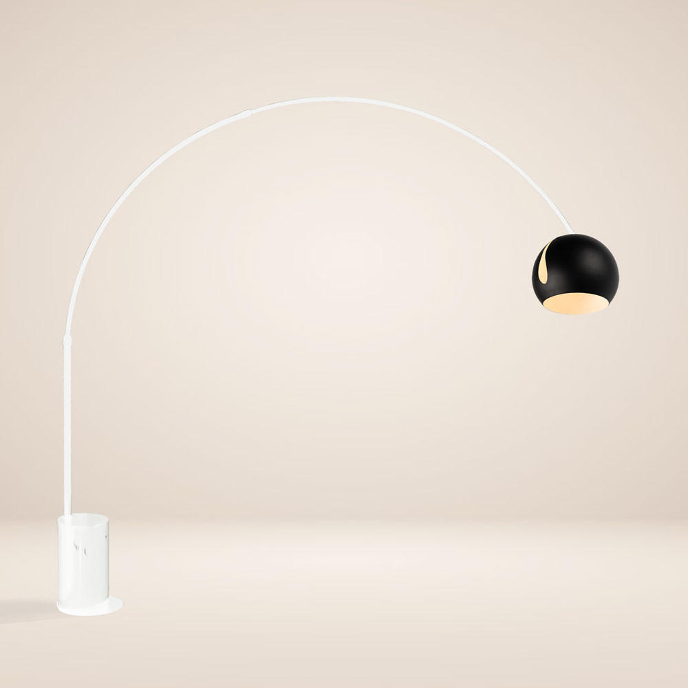 STEHLAMPE Ball Bogenlampe Marmor Weiß/Schwarz - Weiß, Stein (30/30/220cm) - s.luce