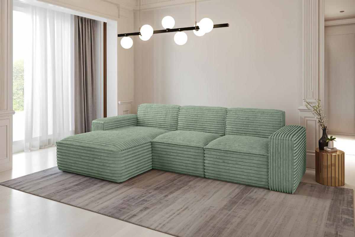 ECKSOFA L-Form Siena Stoff Velo Olive Links - Olivgrün, Holz/Kunststoff (165/266cm) - Kaiser Möbel