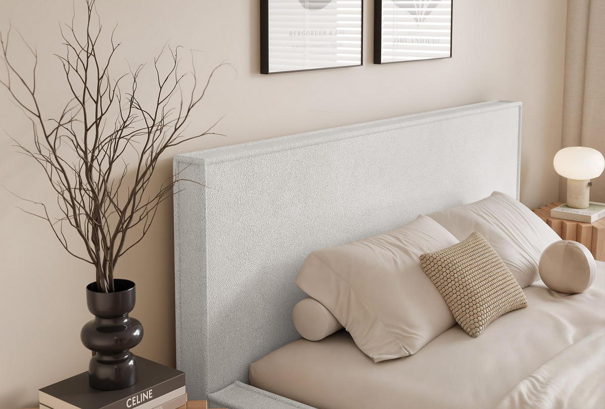 POLSTERBETT MENDOCINO LIGHT 180x200 cm, Weiß - Weiß, Textil - Fedve