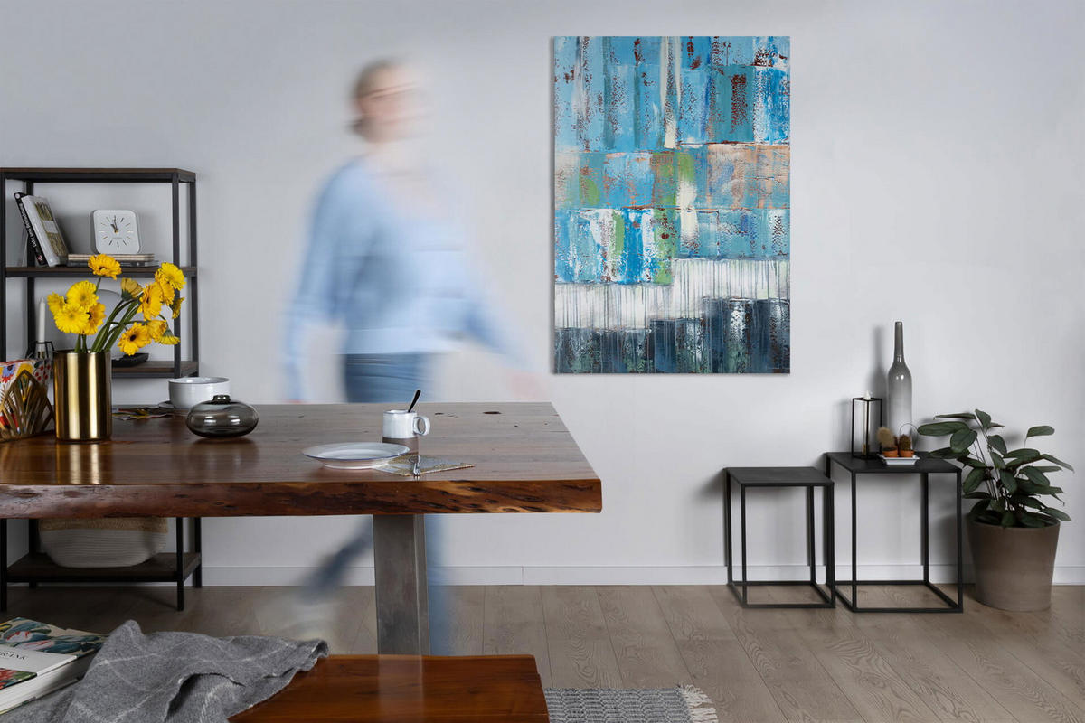 ÖLGEMÄLDE 80/120 cm - Türkis/Blau, Holz/Textil (2/120cm) - KUNSTLOFT