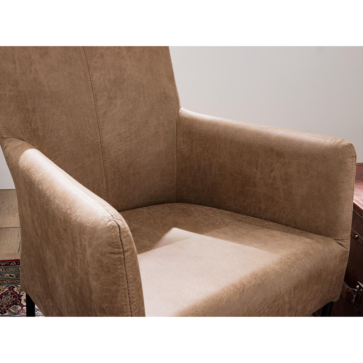 SESSEL - Antiklederlook - Grau, Textil (82/57/65cm) - home24