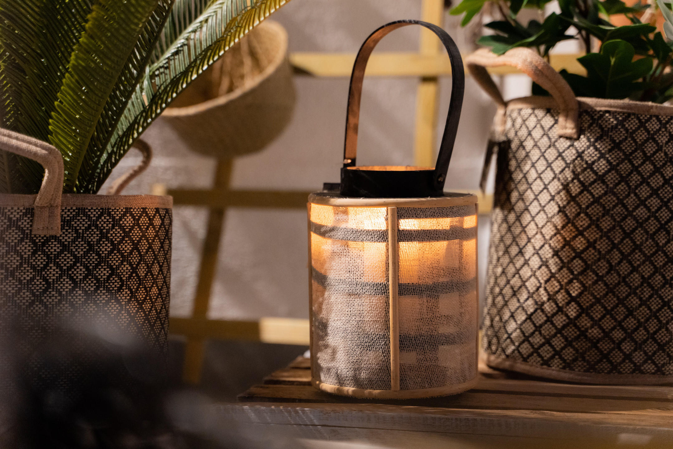 LATERNE Bambus und Metall Ø 17/22 cm - Multicolor, Naturmaterialien (17/22/17cm) - Home Styling Collection