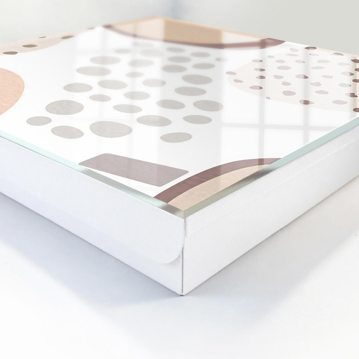 SCHLÜSSELBOX Weiß 30x30 cm – Türöffnung nach rechts - Organische Formen - Beige, Metall (30/30/5cm) - TULUP