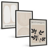 BILDER SET 3er Set - 40x60 cm Schwarzer Rahmen - Boho-Pflanzenposter - Schwarz, Kunststoff (40/60cm) - TULUP