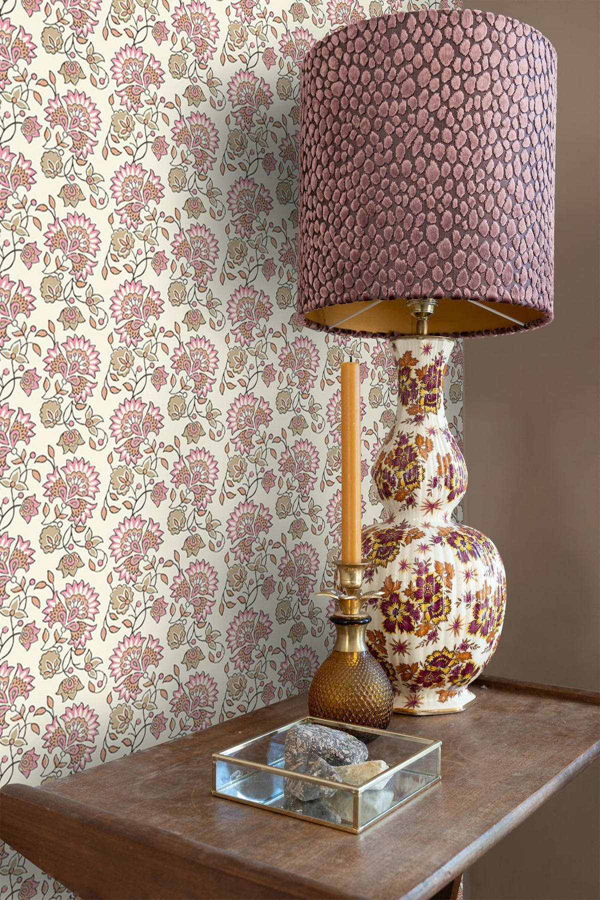 TAPETE Blumenmuster 50 x 900 cm - Pink, Papier (50/900cm) - ESTAhome