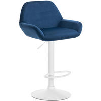 BARHOCKER Samt blau - Blau/Weiß, Textil/Metall (51/89/52cm) - CLP