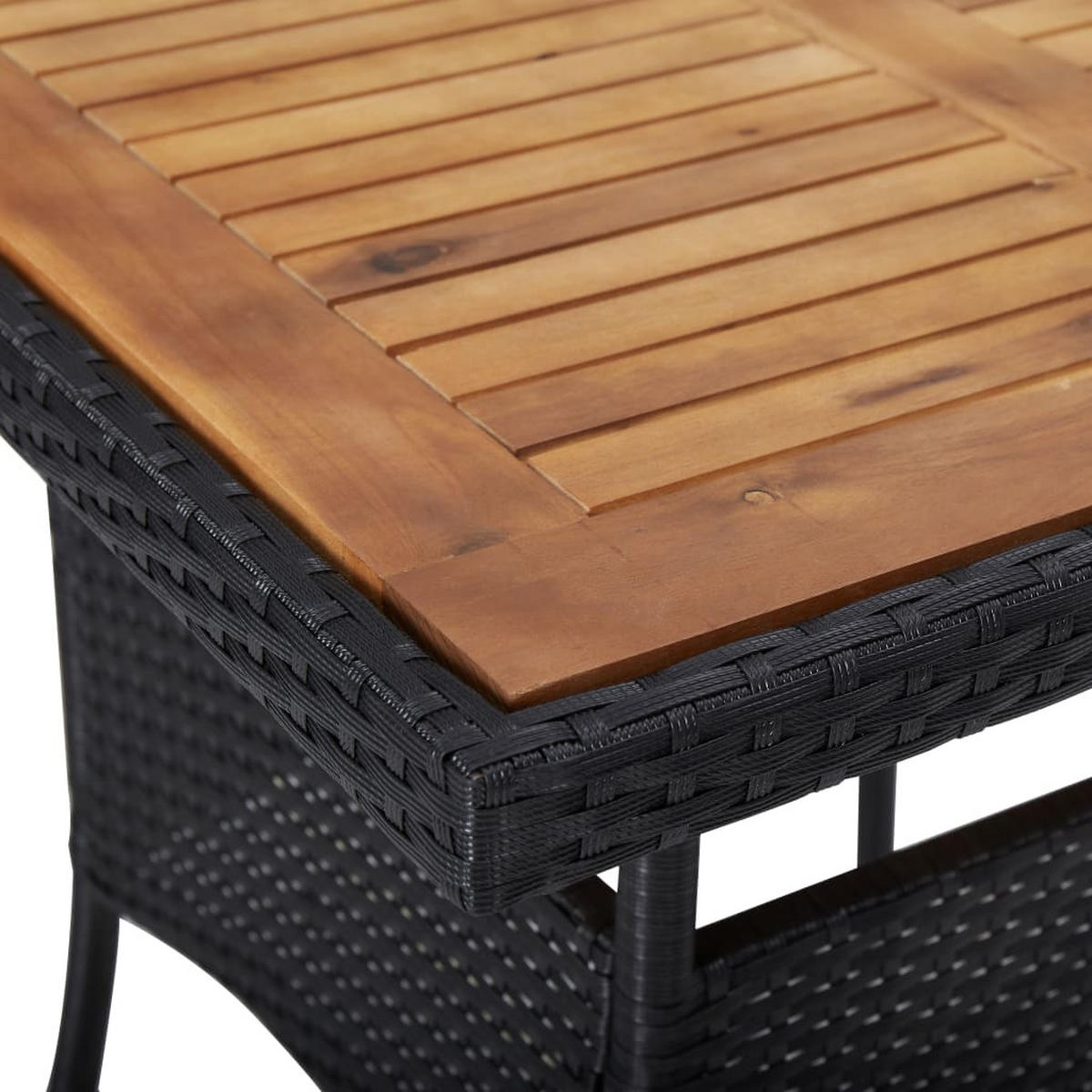 GARTEN-ESSGRUPPE 5Er Set Poly Rattan Und Akazienholz Schwarz - Schwarz, Kunststoff - vidaXL