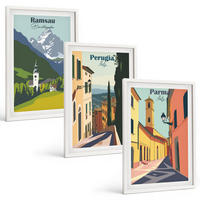 BILDER SET 3er Set - 40x60 cm Weißer Rahmen - Berglandschaften und Italien - Weiß, Kunststoff (40/60cm) - TULUP
