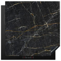 HERABDECKPLATTE - Marmor - Schwarz - Gold - Grau - Marmorstruktur - 58x59 - Goldfarben, Kunststoff (58/59/0.2cm) - MuchoWow