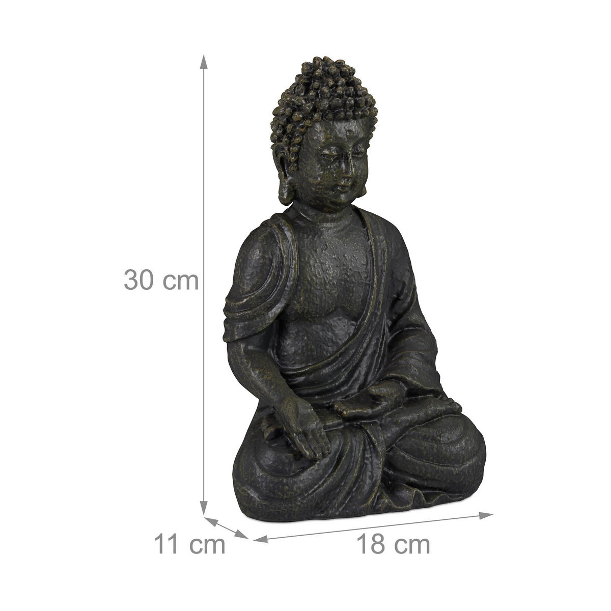 BUDDHAFIGUR - Anthrazit, Kunststoff (18/30/11cm) - Relaxdays
