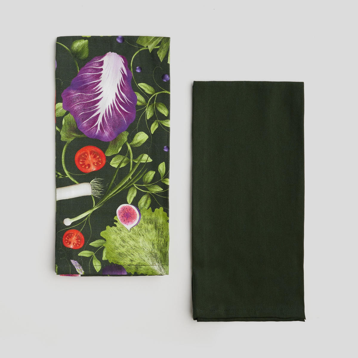 GESCHIRRTUCH-SET Ensalada (2er-Set) - Dunkelgrün, Textil (45/65cm) - home&you