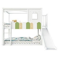 ETAGENBETT 90/200 cm mit Rutsche, Sicherheitsleiter und hausförmigem Rahmen, Weiß - Weiß, Holzwerkstoff (90/200cm) - Redom