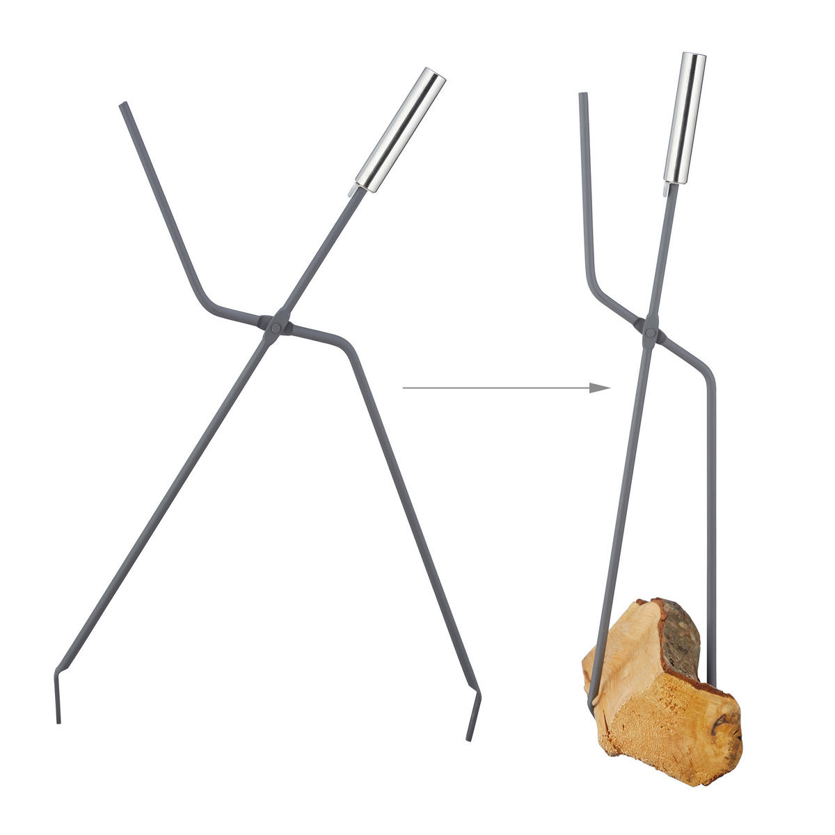KAMINBESTECK - Grau, Metall (20/68.5/20cm) - Relaxdays