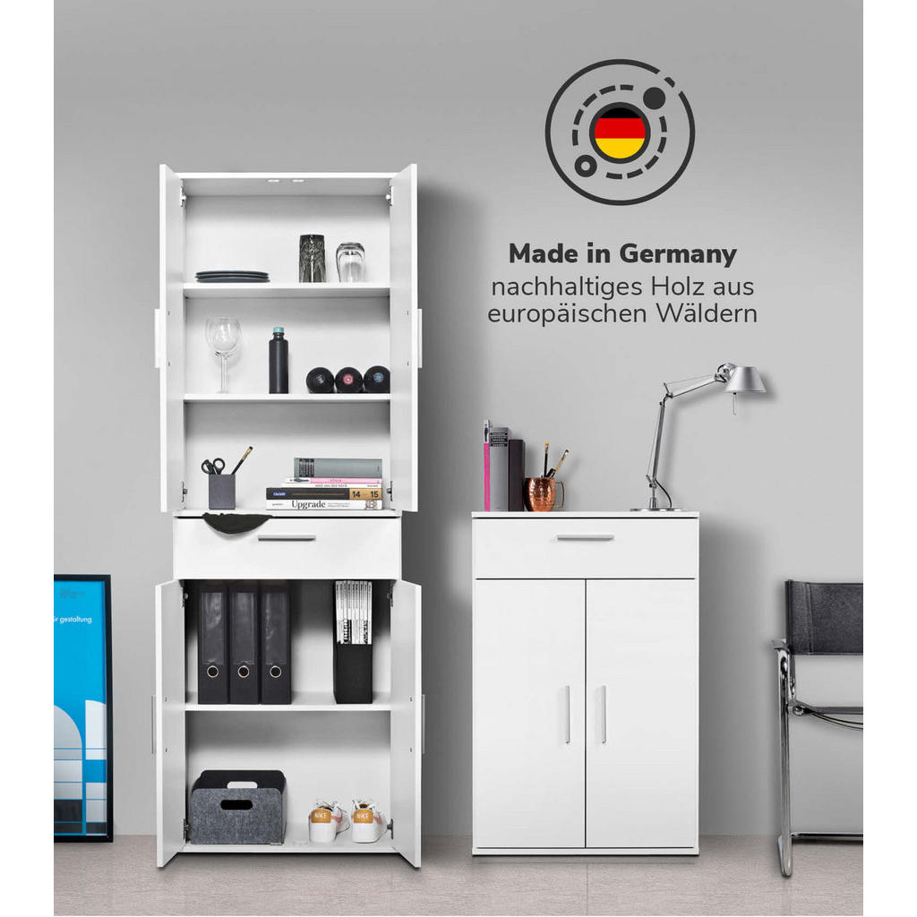 Thumbnail - Mokebo Mehrzweckschrank, Schwarz, Holzwerkstoff, 4 Fächer, 60x180x34 cm, Waschküche, Mehrzweckschränke