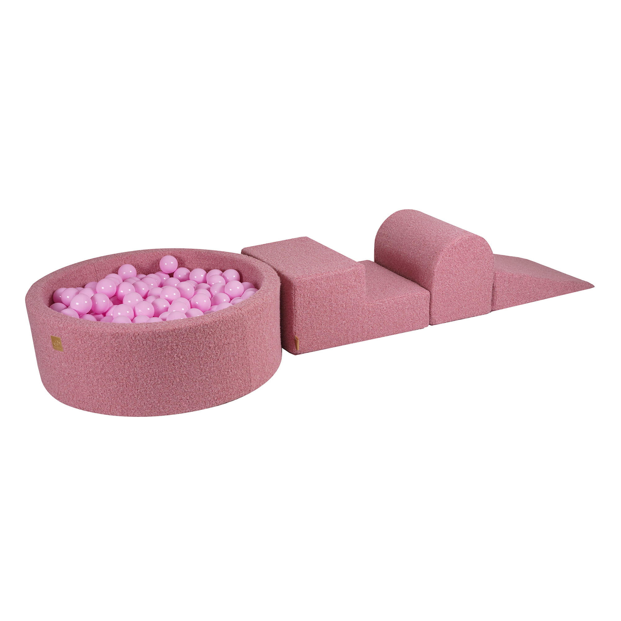 BÄLLEBAD mit Schaumstoff Bausteinen für Kinder, Boucle, Rosa - Hellrosa/Rosa, Textil (230/45/30cm) - MeowBaby