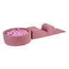 BÄLLEBAD mit Schaumstoff Bausteinen für Kinder, Boucle, Rosa - Hellrosa/Rosa, Textil (230/45/30cm) - MeowBaby
