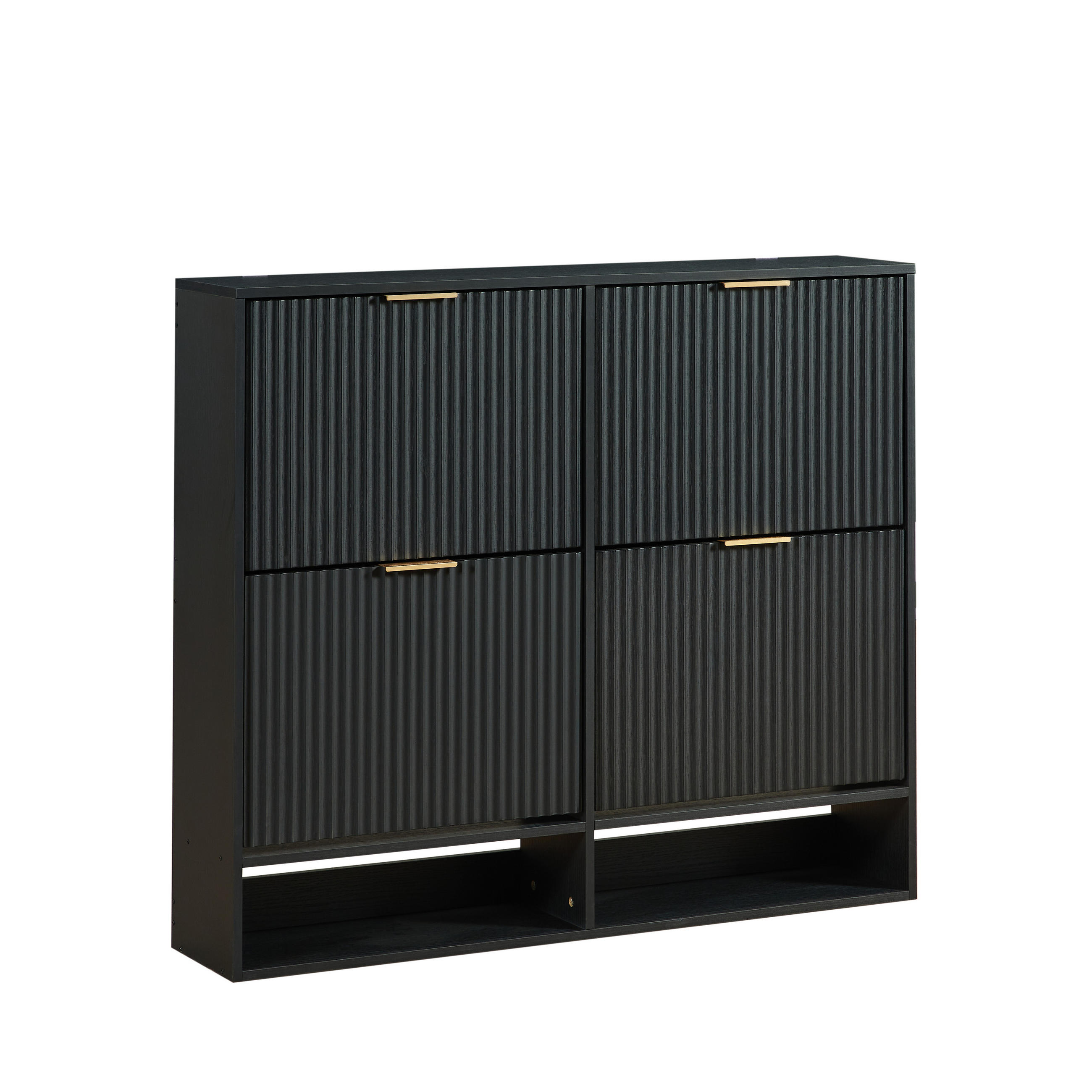 SCHUHSCHRANK Schwarz 120/24/102 cm - Schwarz, Holzwerkstoff (120/102/24cm) - PANGIVO