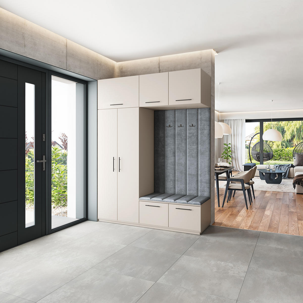 GARDEROBENSCHRANK REMA 180/240/60 cm Modern Garderobe-Set Kaschmir - Kaschmir/Grau, Holzwerkstoff (180/240/60cm) - MASSENO