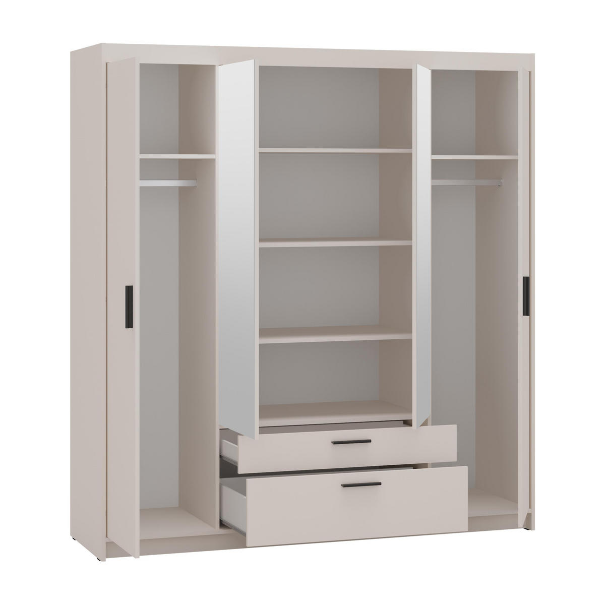 KLEIDERSCHRANK Storicos Beige 176,3/190,5/53 cm - 4T2S Modern mit Schubladen und Spiegel - Beige, Holzwerkstoff/Kunststoff (176.4/190.6/53cm) - AX Living