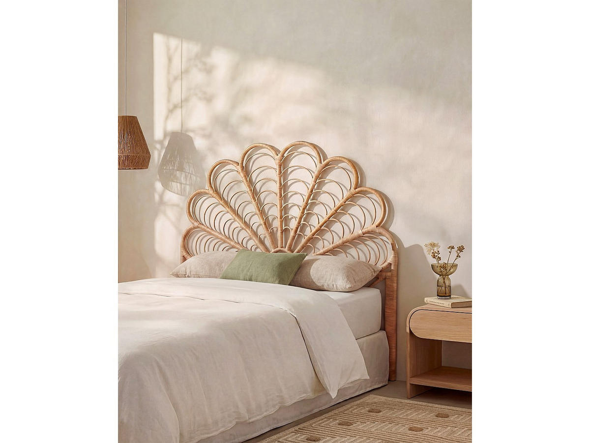 BETTKOPFTEIL - 2 Personen - rattan - naturfarben hell Flosia - Naturfarben, Naturmaterialien (165/135/4cm) - Vente-Unique