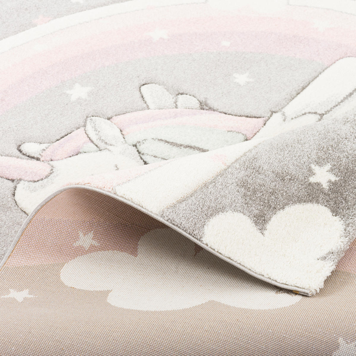 KINDER TEPPICH MAUI KIDS PASTELL EINHORN - Grau, Textil (80/150cm) - Pergamon