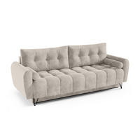 SCHLAFSOFA Malaga 3-Sitzer, Beige - Beige/Schwarz, Textil (223/93/100cm) - Beautysofa