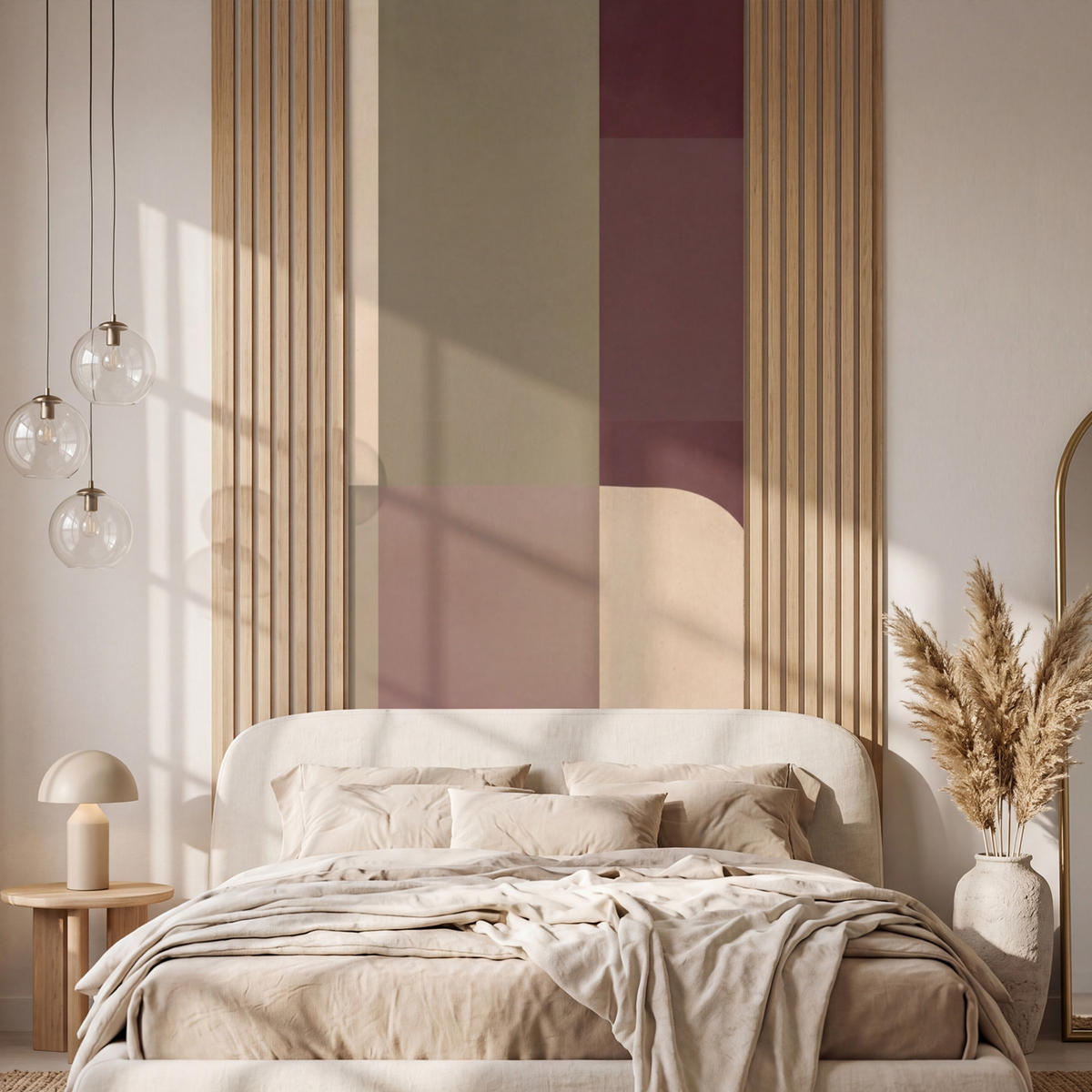 TAPETE - Unis - Abstrakt - Bordeaux - Linien - 120x280 cm - Multicolor, Papier (120/280cm) - OnlyWow