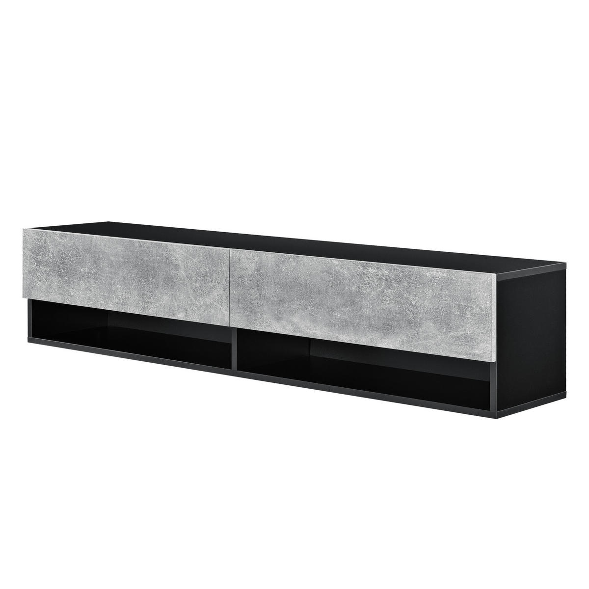 HÄNGELOWBOARD Halmstad - Schwarz/Grau, Holzwerkstoff (140/30/31cm) - [en.casa]