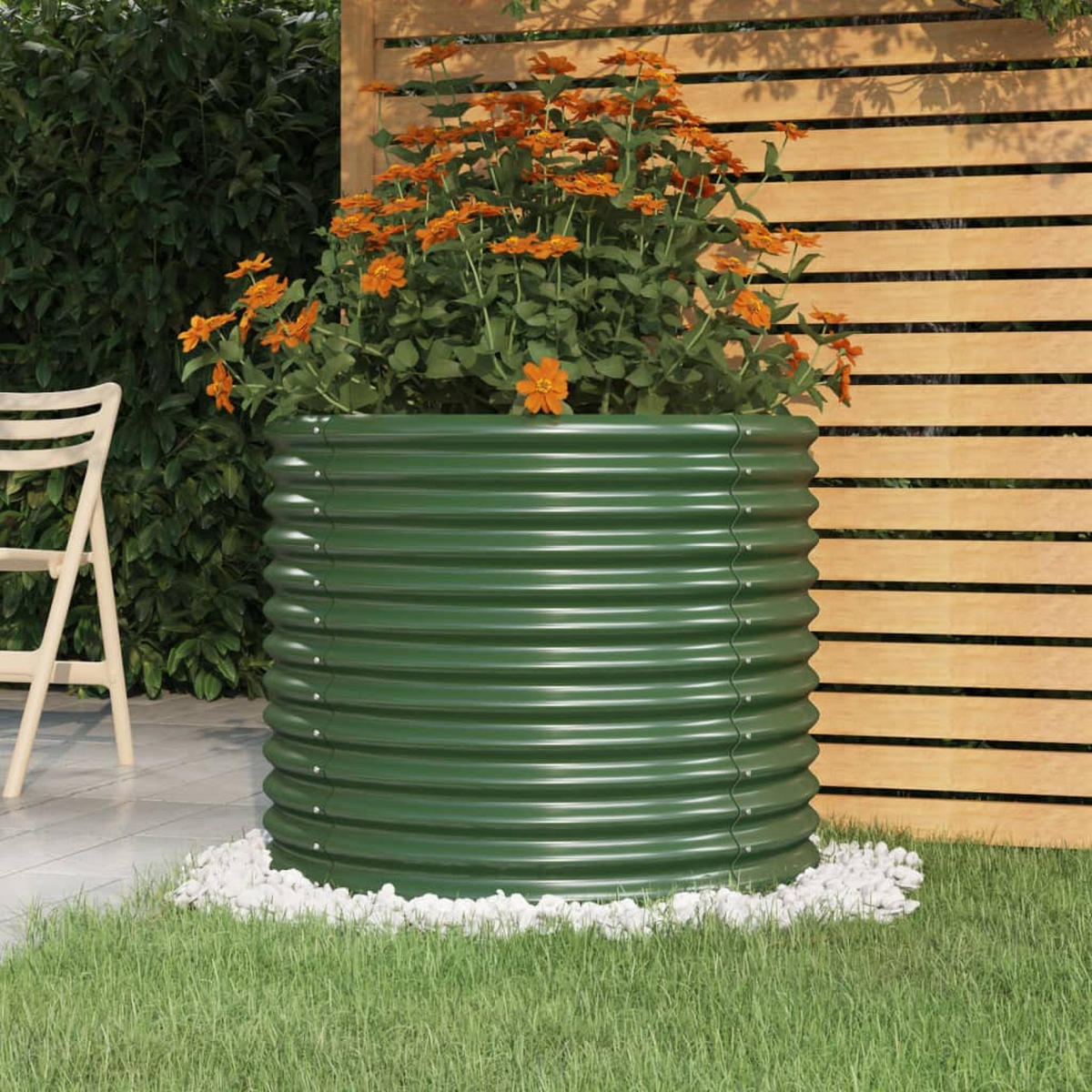 PFLANZKÜBEL Verzinkter Stahl 80/80/68 Cm Grün - Grün, Metall (80/68/80cm) - vidaXL
