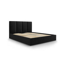 BETT mit Bettkasten und Kopfteil Pyla aus Samt schwarz 160x200cm - Schwarz, Textil (160/200cm) - Micadoni